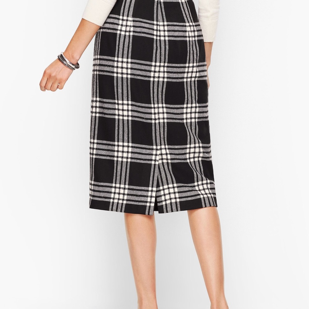 Talbots Black and White Checkered Midi Skirt